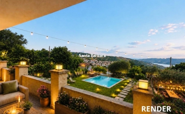 Villa con vista sul Lago Angitola e sulla città di  Maierato.